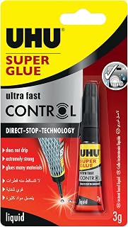 UHU Super Glue Control, 0.11 oz tube - Direct-Stop Technology, Bonds Plastic, Porcelain, Ceramics, Wood, Rubber