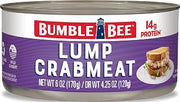 Bumble Bee Lump Crab Meat, 6 oz Can - 14g Protein & 1g Carb Per Serving - Wild Caught, Small Chunks, Drain Before Use - Packaging May Vary