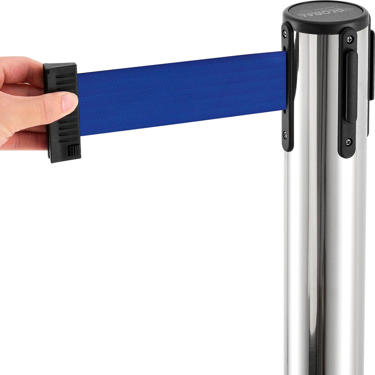 Retractable Belt Barrier by Global Industrial – No Message, Model QM550PS-BL75