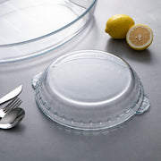 Sweejar Home Glass Pie Pan, 9.5 Inch Round Baking Dish, Set of 2, Clear