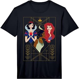 Disney Princess Snow White Tiana and Ariel Art Deco Style Performance T-Shirt