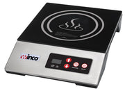 1800W Black/Silver Portable Induction Cooktop Burner by Winco – 1800 W (120V, NEMA 1-15P Plug), Stainless Steel, Silver/Black, Model EIC-400E