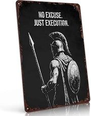 Spartan Warrior Quote Vintage Metal Wall Art Signs 8X12 In