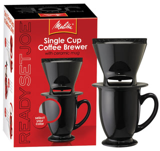 Ready Set Joe One Cup Coffee Maker by Melitta – 1 - Pack, 1 cups, Multi, Black, Model 64012