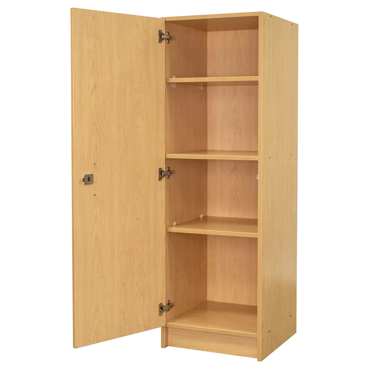 Single-Door Tall Cabinet (Fully Assembled by Tot Mate – 3/4" Thick Industrial Grade Wood Composite Core With Laminate Surfacing, Maple/Maple, Model TM2084