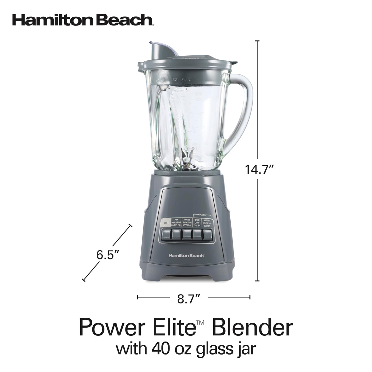 Hamilton Beach Gray / 40 Oz. Glass Jar (Pack of 1) / Countertop Blenders Countertop Blenders