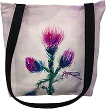 Betsydrake TY082S 13 x 13 in. Thistle Tote Bag - Small Black