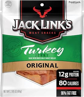 Jack Link's Original Turkey Jerky - 2.85 oz Bag - Ready to Eat Protein Snack - 12g Protein per Serving - Made with 100% Real Turkey