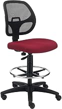 Global Industrial Armless Mesh Drafting Stool, Fabric, Red, Mid Back