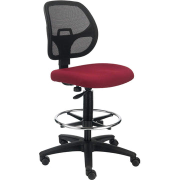 Armless Mesh Drafting Stool by Global Industrial – 2 ft 1 in W x 2 ft 1 in D x 3 ft 3 in H, Mesh, Red, Model A2813TMIX-RD