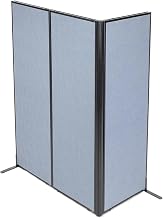 Global Industrial 24-1/4"W x 72" H Freestanding 3-Panel Corner Room Divider, Blue
