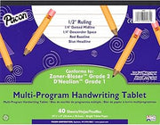 Pacon PAC2481 Multi-Program Handwriting Tablet, 1/2" Ruled (Long Way) | Multi-Program, D'Nealian Grade 1, Zaner-Bloser Grade 2, 0.5" Ruling, 0.25" Dotted Midline, 0.25" Descender Space, PAC2481