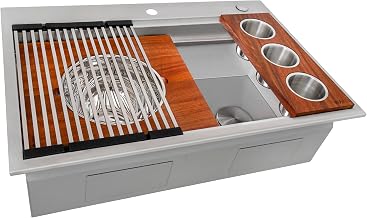 Ruvati 33-in 16-Gauge Two-Tier Drop-in Workstation Kitchen Sink - RVH8424