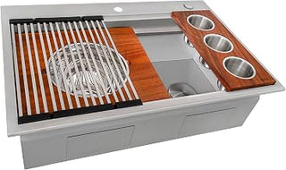 Ruvati 33-in 16-Gauge Two-Tier Drop-in Workstation Kitchen Sink - RVH8424