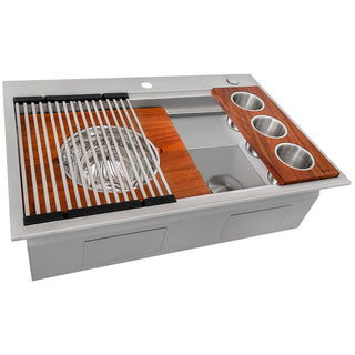 33-in 16-Gauge Two-Tier Drop-in Workstation Kitchen Sink by Ruvati – 33 inch - Dual Tier, Stainless Steel, Model RVH8424