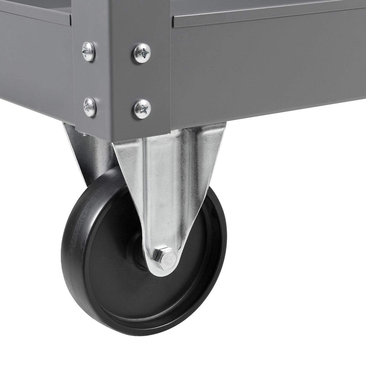 3 Shelf Deep Tray Steel Stock Cart by Global Industrial – 3"L x 24"W x 32"H, 12-Gauge Steel, Gray, Model 988845