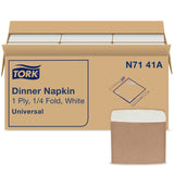 Tork White Dinner Napkin, 1/4 Fold 1-ply, 12 x 334 napkins, N7141A