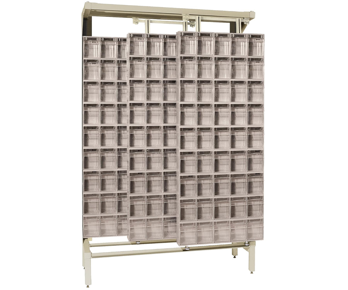 QUANTUM STORAGE SYSTEMS 77" H x 48" W x 18" D / 180 Drawers Free Standing Slider Systems Ivory / Ivory Standing Shelf Units