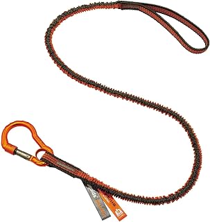 Ergodyne Squids 3100F(x) Tool Lanyard, Shock Absorbing with Self-Locking Carabiner and Loop End, Tool Weight Capacity 10lbs , Standard , Gray