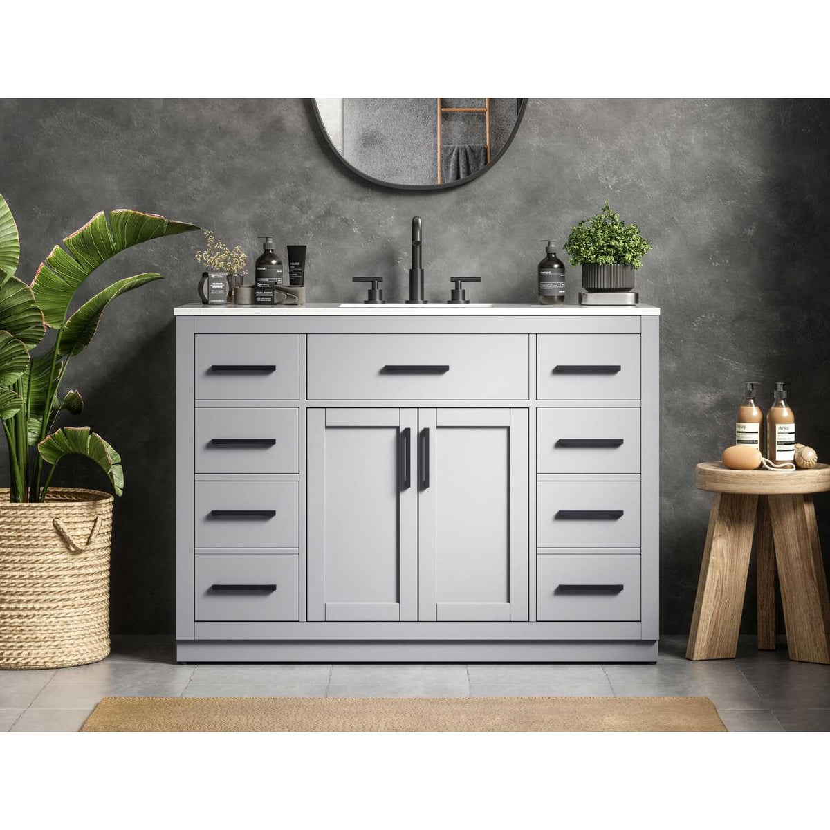 Alden Bathroom Vanity Grey by Lighting Design – Wood, Grey, Model 5608633