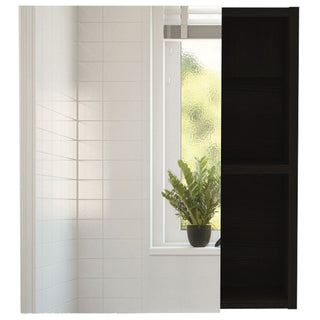 Andes Medicine Single Door Cabinet with Mirror by DEPOT E-SHOP – Small, Engineered Wood, Black, Model DE-GLW4766