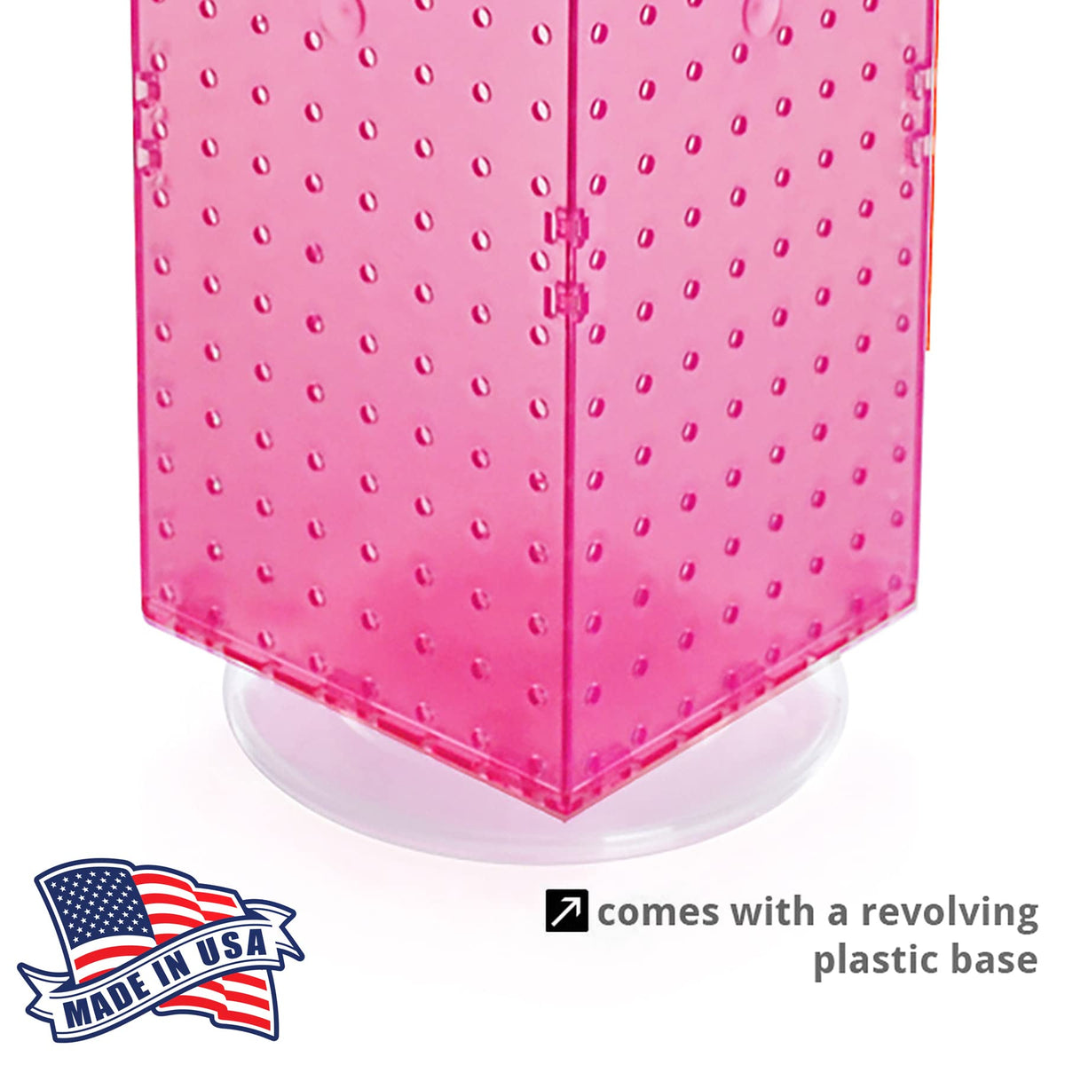 Four-Sided Revolving 8”W X 20”H Pegboard Counter Display by Azar Displays – Small, Pink, Model 703385-PNK