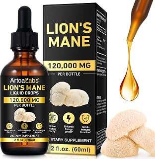 Lions ManeMushroom Drops – Brain Supplement 120,000 MG, Memory Focus & Immunity Vitamins, Plant Extract 2Oz