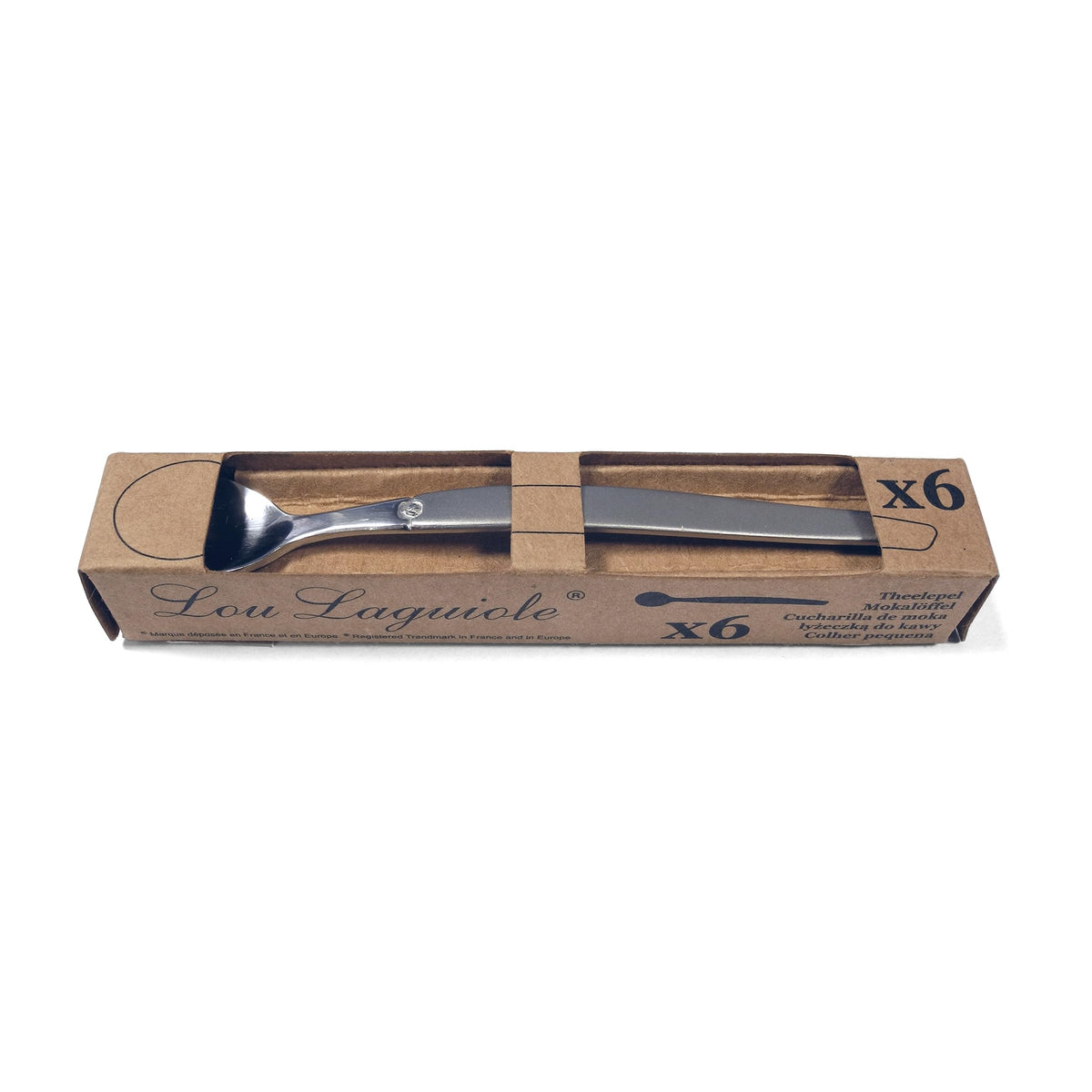 Jet - 6 espresso/mocha spoons by Lou Laguiole – Cuillères moka x6, Stainless Steel 18/0, Steel, Model 251300AF28AK6