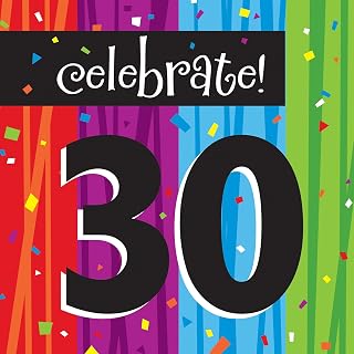 Creative Converting Table Needs, Milestone Celebration 30th Birthday Paper Lunch Napkins, Party Supplies, Multicolor, One Size, 16ct
