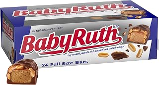 Baby Ruth Chocolatey, Peanut, Caramel, Nougat, Full Size Individually Wrapped Candy Bars, 1.9 oz each, Bulk 24 Pack