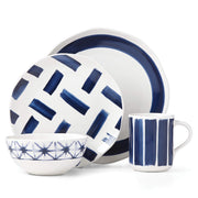 Painted Elements Indigo Brush 16 Piece Dinnerware Set by Lenox – Stoneware, Model 882010