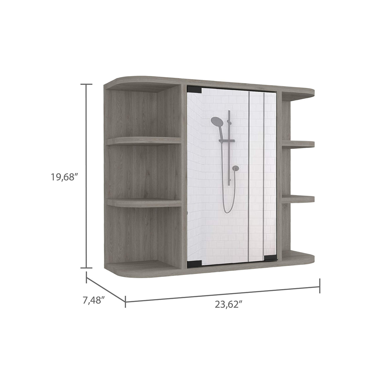 DEPOT E-SHOP Light Gray / 23.62"W x 19.68"H x 7.48"D / Modern Medicine Cabinets