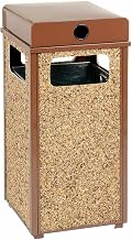 Global Industrial Stone Panel Trash Weather Urn Brown 13-1/2" Square X 35"H