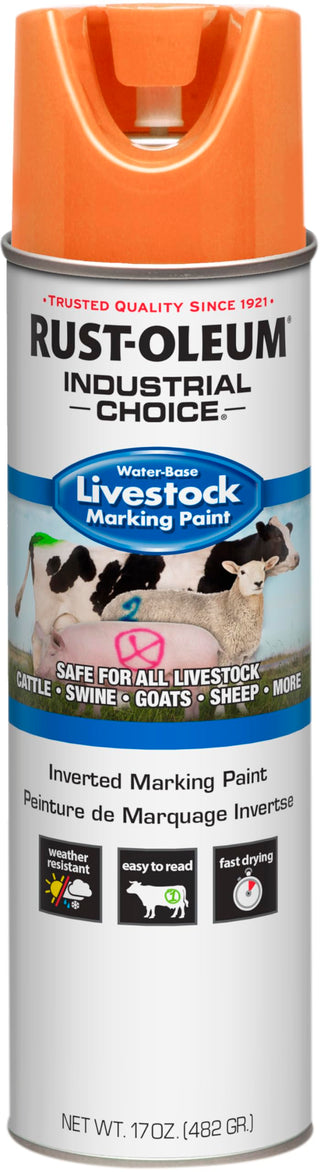 Livestock Marking Spray Paint by Rust-Oleum – 17 Ounce (Pack of 1), solid, Fluorescent Orange, Model 383006