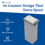 In-Counter Napkin Dispensers by San Jamar – Stainless Steel, Clear, Model H2001CLSS