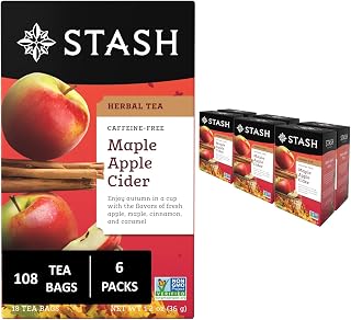Stash Maple Apple Cider Herbal Tea, 108 Bags (6 Boxes of 18), Caffeine Free | Sweet, spiced blend with apple, maple and caramel notes, Non-GMO Project Verified and foil-sealed freshness