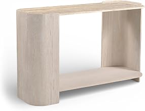 Meridian Furniture 77045Cream-ST Calabria Collection Modern | Contemporary Console Table with Solid Wood, Rich Finish, Genuine Taj Mahal Marble, 52" W x 18" D x 32" H, Beige/Stained Cream