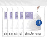 simplehuman Code J 100 Count Custom Fit Liners, Drawstring Kitchen Trash Bags, One-by-One Mess-Free Dispense, Extra Thick & Double Seamed, 50% PCR Plastic, 38-45 Liter / 10-12 Gallon, White