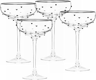 10 Strawberry Street Charming Heart Glassware, Coupe, Set of 4