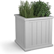 Mayne 4838-W Cape Cod 20x20 Square Polyethylene Planter, 20" x 20", White | Self-watering, All season, Fade resistant, Double-wall design, 15-year warranty