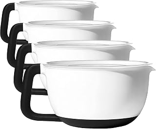 OXO Good Grips 4Qt BPA Free Plastic Batter Mixing Bow with Lid, White (Pack of 4)