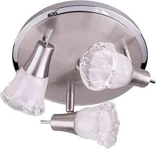 Canarm ICW1783BPT/CH New Orleans 3-Bulb Flush Mount Track Light, Brushed Pewter and Chrome