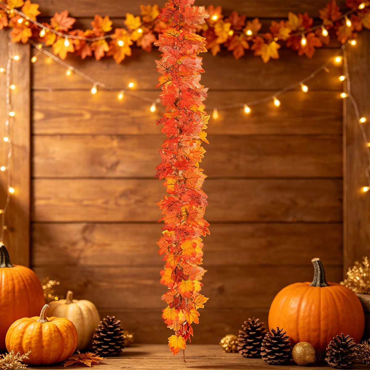 Artificial Maple Leaf Garland by Generic – Plastic, A07, Model pumpkin decorations