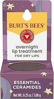 Burt's Bees Original Overnight Intensive Lip Treatment, Moisturizing, Restorative, Reduces Fine Lines, Vitamin E, Ceramides Oils, Natural Origin Lip Care, 0.25 Oz.