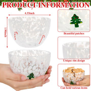 FoldTier Glass Candy Bowls, 14 Ounces, Set of 2, Christmas Tree and Candy Cane