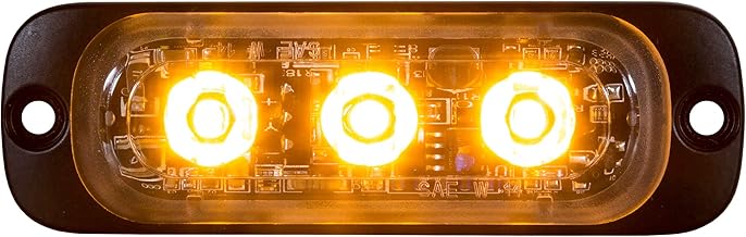 Buyers Products 8892300 3.5" Thin LED Strobe Light, Amber Warning Light W/Aluminum Housing, 12 Flash Patterns, 3 LEDs, Truck Warning Lights, Warning Beacon for Work Trucks