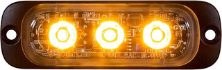 Buyers Products 8892300 3.5" Thin LED Strobe Light, Amber Warning Light W/Aluminum Housing, 12 Flash Patterns, 3 LEDs, Truck Warning Lights, Warning Beacon for Work Trucks