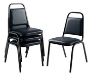 (4 Pack) NPS Vinyl Upholstered Stack Chair by National Public Seating – 17.5 x 22 x 32 inches, Vinyl, Midnight Blue, Pack of 4, Model 9104-B-CN