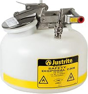 Justrite PP12752 Centura Disposal Polyethylene Prefabricated | Quick-Disconnect Safety Can with Polypropylene Fitting, 2 Gallon Capacity