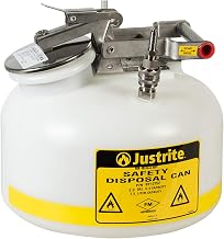 Justrite PP12752 Centura Disposal Polyethylene Prefabricated | Quick-Disconnect Safety Can with Polypropylene Fitting, 2 Gallon Capacity